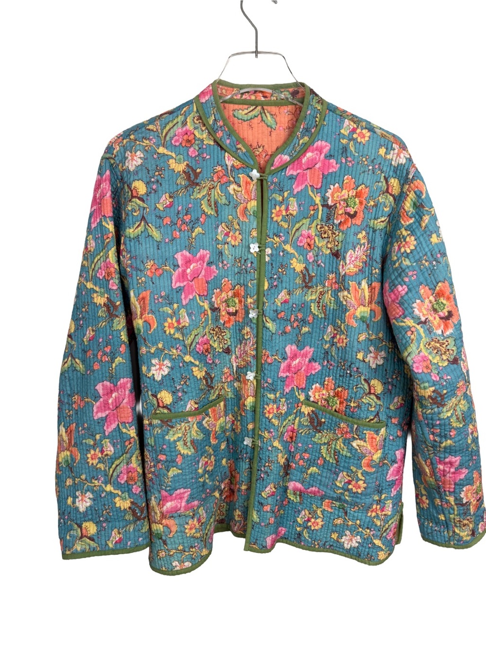 Quilted Jacket Reversible Floral Print Cottagecore Gardencore Boho Size M/L